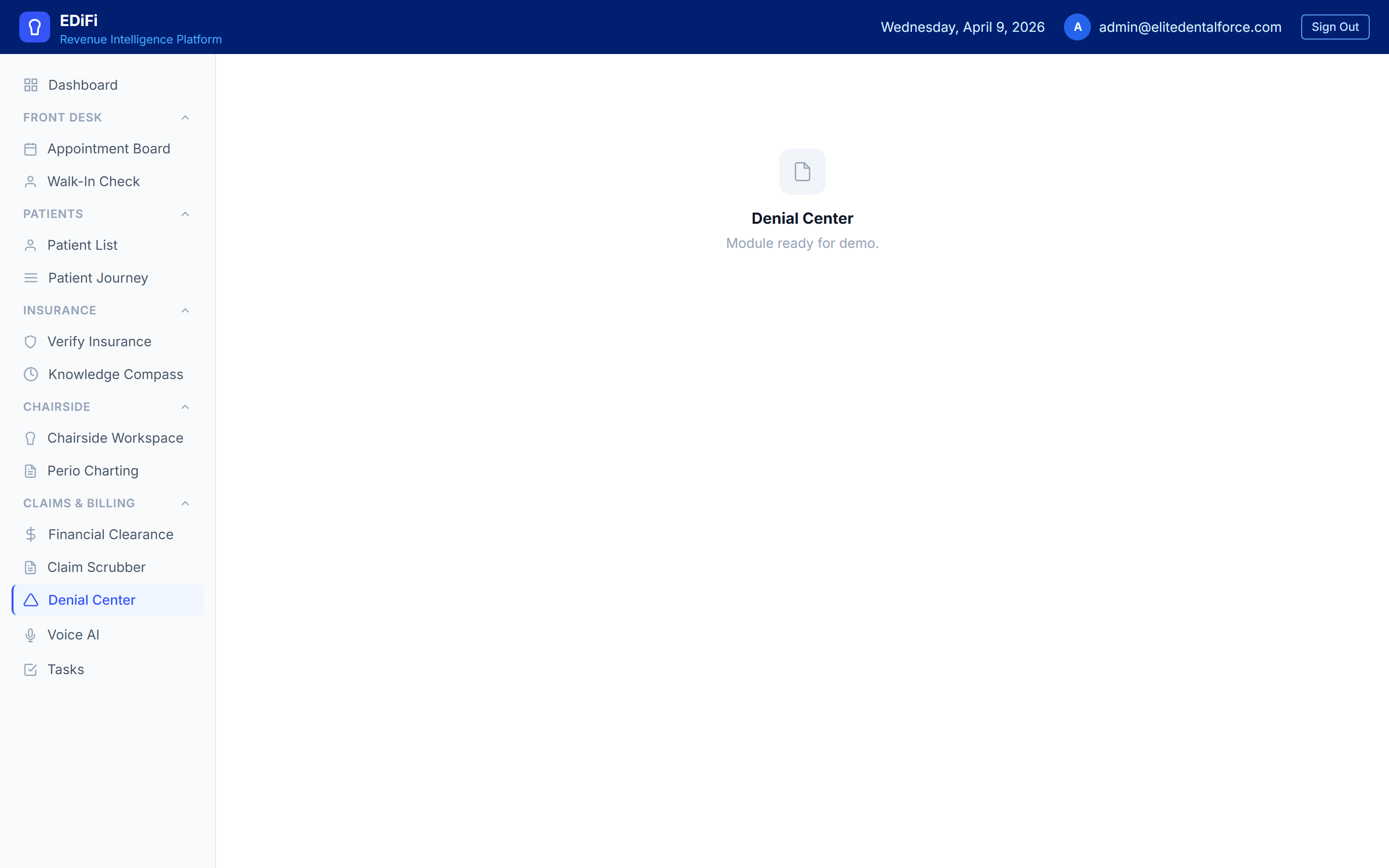 EDiFi Denial Command Center — underpayments flagged with appeal probability scores and automated AI generated appeal letters